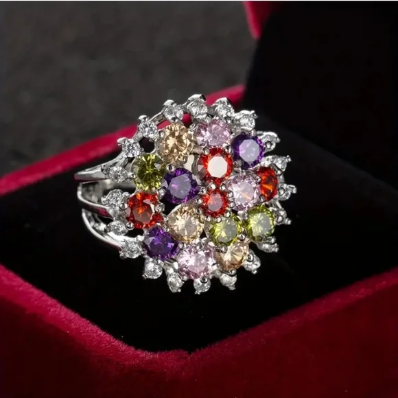 Gorgeous Multi Colored Cocktail Ring - Picture 3 of 6